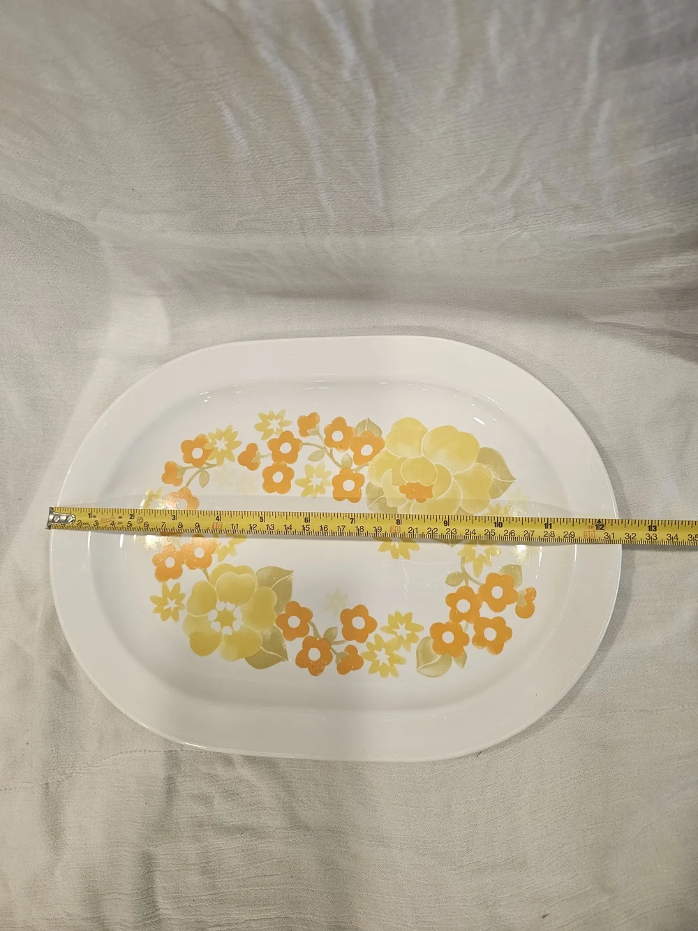 Vintage Centura by Corning Summer Hill Oval Serving Platter, 1970s Yellow Orange